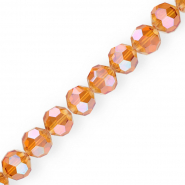 Round top faceted beads 16 mm Cognac-AB Coating