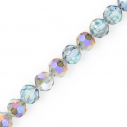 Round top faceted beads 14 mm Silver-AB Coating