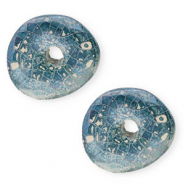 DQ greek ceramic beads donut mosaic Brisk blue-Off White-Lila
