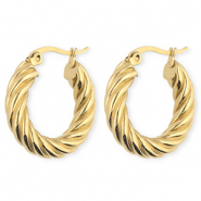 BY31® Stainless steel earrings / creoles twisted Gold