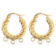 BY31® Stainless Steel findings earrings / creoles twisted with 3 loops Gold