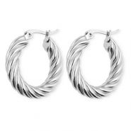 BY31® Stainless steel earrings / creoles twisted Silver