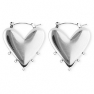 BY31® Stainless Steel findings earrings / creoles heart with 5 loops Silver