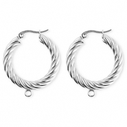 BY31® Stainless Steel findings earrings / creoles twisted with loop Silver