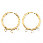 BY31® Stainless Steel findings earrings / creoles twisted with 3 loops Gold
