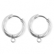 BY31® Stainless Steel findings earrings / creoles twisted with loop Silver