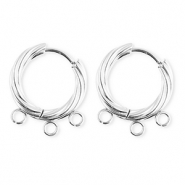 BY31® Stainless Steel findings earrings / creoles twisted with 3 loops Silver