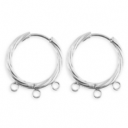 BY31® Stainless Steel findings earrings / creoles twisted with 3 loops Silver