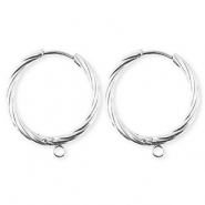 BY31® Stainless Steel findings earrings / creoles twisted with loop Silver