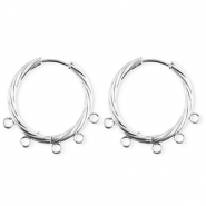 BY31® Stainless Steel findings earrings / creoles twisted with 5 loops Silver