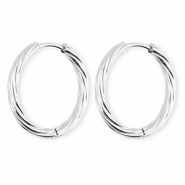 BY31® Stainless steel earrings / creoles twisted Silver