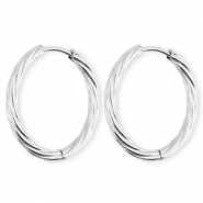 BY31® Stainless steel earrings / creoles twisted Silver