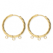 BY31® Stainless Steel findings earrings / creoles twisted with 3 loops Gold