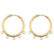BY31® Stainless Steel findings earrings / creoles twisted with 5 loops Gold