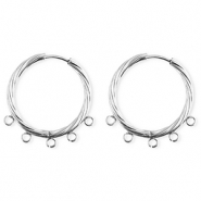 BY31® Stainless Steel findings earrings / creoles twisted with 5 loops Silver