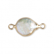 Imperfect freshwater pearls connector round Gold-Natural White