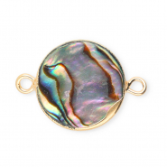 Imperfect freshwater pearls connector round Gold-Ocean Green