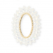 Top faceted charms oval White AB-Gold