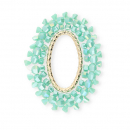 Top faceted charms oval Mint turquoise AB-gold