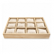 Jewellery display 12 compartments with pillow Natural-Off white