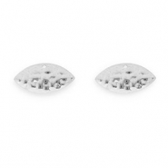 Stainless Steel findings earrings / earpins oval with loop Silver