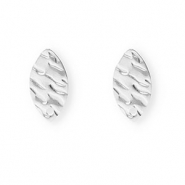 Stainless Steel findings earrings / earpins oval with loop Silver