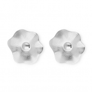 Stainless steel findings earrings&nbsp;/&nbsp;earpins flower with loop Silver