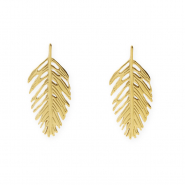 Stainless steel findings earrings&nbsp;/&nbsp;earpins leaf with loop Gold