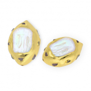Statement TQ Freshwaterpearl beads Amethyst organic Gold-Natural White