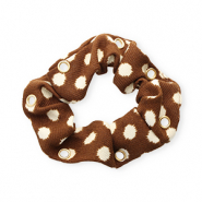 Scrunchie hair tie dots with eyes Brown-White-Gold
