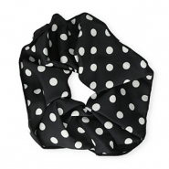 Scrunchie hair tie XL dots Black-White