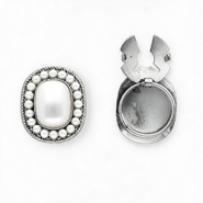 Button covers oval with imitation pearls Silver-White