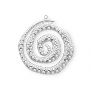 Stainless steel charms spiral with imitation pearls Silver-White