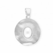 Statement charms round with oval imitation pearl Silver-White