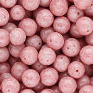 12 mm glass beads Vintage Pink-White