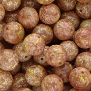 14 mm glass beads Light Brown-Yellow-White