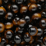 12 mm glass beads Black-Amber Yellow