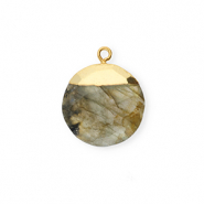 Natural stone charms Labradorite round Grey-Gold