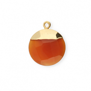 Natural stone charms Chalcedony round Burnt Orange-Gold