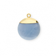 Natural stone charms Chalcedony round Denim Blue-Gold