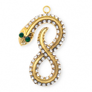 Stainless steel charms with strass infinity / snake Gold-Crystal-Green