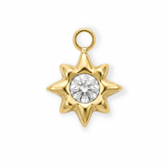 Stainless steel charms with strass star Gold-Crystal