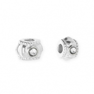 Stainless steel beads spacer with strass 6mm Silver-Crystal