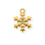 Stainless steel charms with strass snowflake Gold-Crystal