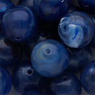 18 mm Acrylic beads round Dark blue-multicolour-white marble