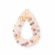 Top Faceted charms drop Multicolour Beige-Pink