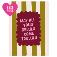 BY31® Jewellery cards "May all your delulu come trululu" Olive Green-Off White-Bordeaux Red-Pink