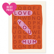 BY31® Jewellery cards "Love you mum" Off White-Coral Red-Pink