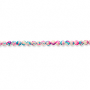 Beads Ceramic 8mm White-fuchsia-Blue