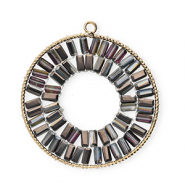 Top faceted charms round Gold-Dark Grey-AB Coating